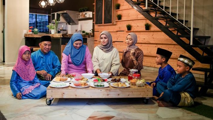 Family gathering and eat together while iftar during ramadhan in Malaysia