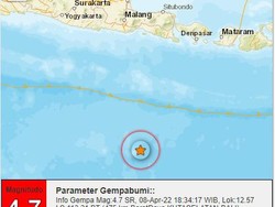 Gempa 4.7 SR Guncang Wilayah Barat Daya Kuta Selatan