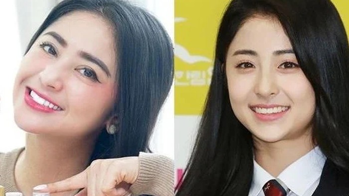 Huh Yun Jin juga sempat membuat heboh media sosial karena memiliki kemiripan dengan penyanyi dangdut Dewi Perssik. Bahkan artis asal Indonesia tersebut sempat mengunggah foto gabungan wajah mereka berdua di Instagram Story pribadinya, lho. Bagaimana menurut kamu kemiripan mereka ini, Beauties?/ foto: instagram.com/dewiperssikreal88