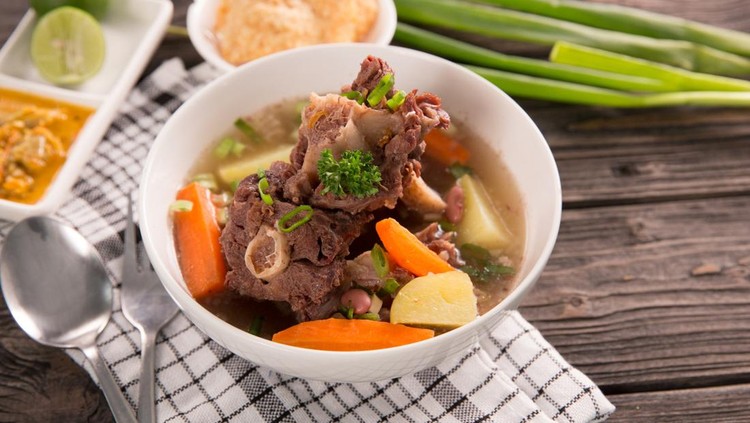 sop buntut or oxtail soup. indonesian traditional culinary