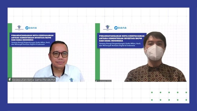 DANA dan Kementerian Investasi/BKPM menjalin kerja sama dengan meneken nota kesepahaman untuk mendorong pelaku UMKM di Indonesia naik kelas.
