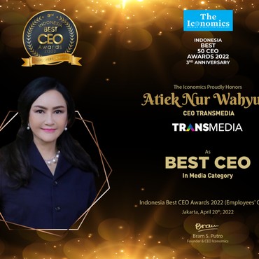 Atiek Nur Wahyuni CEO Transmedia Raih Penghargaan Best CEO Awards 2022