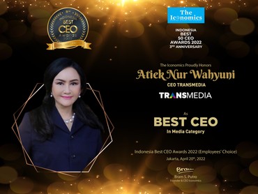 Atiek Nur Wahyuni CEO Transmedia Raih Penghargaan Best CEO Awards 2022