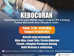 Pipa PDAM Bocor, Aliran Air di 5 Titik Wilayah Makassar Terhambat