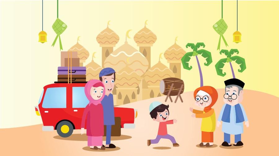 Ilustrasi Merayakan lebaran bersama keluarga
