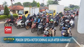 VIDEO: Pemudik Sepeda Motor Dominasi Jalur Arteri Karawang