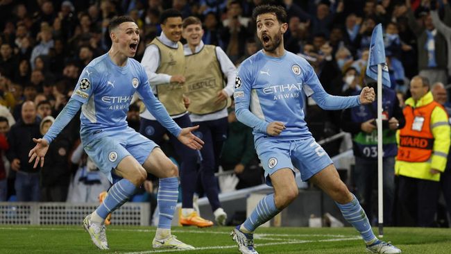 Manchester City menang 4-3 atas Real Madrid dalam drama tujuh gol di leg pertama semifinal Liga Champions di Stadion Etihad, Rabu (27/4).
