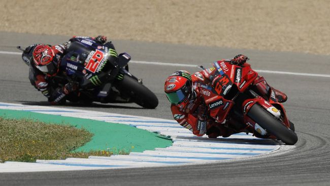 Pembalap Ducati Francesco Bagnaia tidak bisa menutupi penyesalannya gagal finis di MotoGP Prancis, Minggu (15/5).
