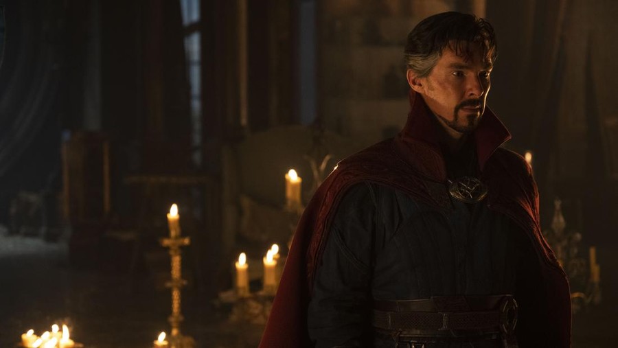 DOCTOR STRANGE IN THE MULTIVERSE OF MADNESS Benedict Cumberbatch as Dr. Stephen Strange in Marvel Studios' DOCTOR STRANGE IN THE MULTIVERSE OF MADNESS. Photo courtesy of Marvel Studios. ©Marvel Studios 2022. All Rights Reserved.