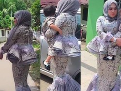 Heboh Baju Lebaran ala Mermaid, Diledek Bisa Bersihkan Kotoran Ayam di Jalan