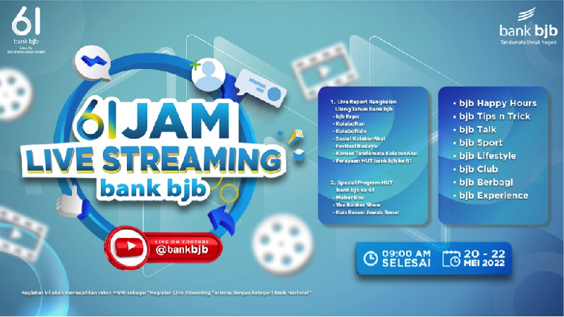 PT Bank Pembangunan Daerah Jawa Barat dan Banten Tbk (bank bjb) menghadirkan banyak promo dan merchant pada perayaan Hari Ulang Tahun (HUT) ke-61.