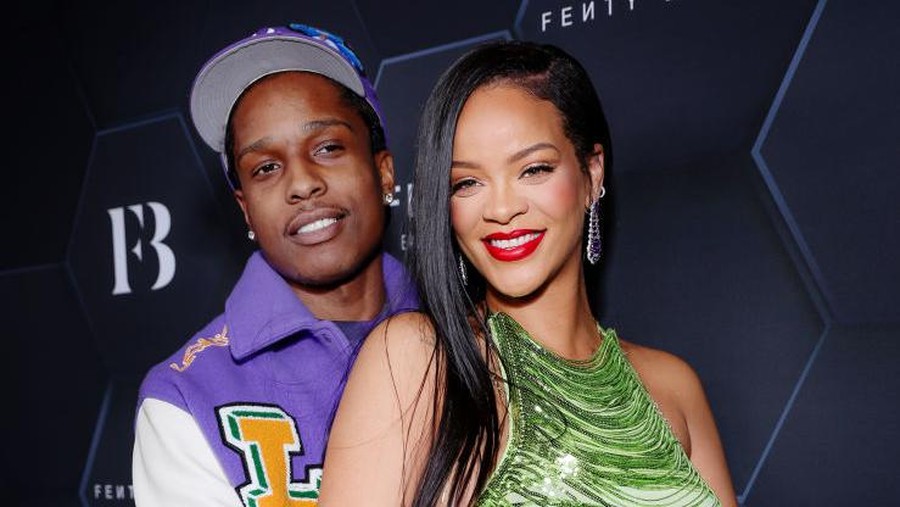 LOS ANGELES, CALIFORNIA - FEBRUARY 11: (L-R) A$AP Rocky and Rihanna celebrate Fenty Beauty & Fenty Skin at Goya Studios on February 11, 2022 in Los Angeles, California. (Photo by Rich Fury/Getty Images for Fenty Beauty & Fenty Skin)