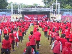 Penampakan Peserta Senam Hybrid PDIP yang Cetak Rekor Muri