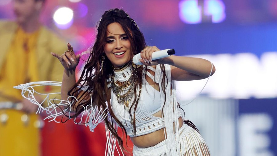 PARIS, FRANCE - MAY 28: Camila Cabello performs in the pre-match show prior to the UEFA Champions League final match between Liverpool FC and Real Madrid at Stade de France on May 28, 2022 in Paris, France. (Photo by Alexander Hassenstein - UEFA/UEFA via Getty Images)