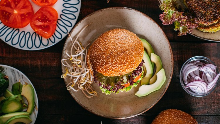 Ilustrasi burger sayur Ilustrasi burger sayur