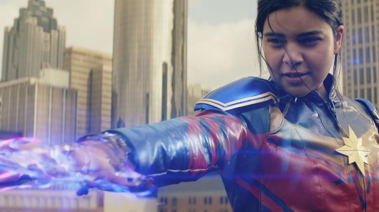 Iman Vellani as Ms. Marvel/Kamala Khan in Marvel Studios' MS. MARVEL, exclusively on Disney+. Photo courtesy of Marvel Studios. ©Marvel Studios 2022. All Rights Reserved.