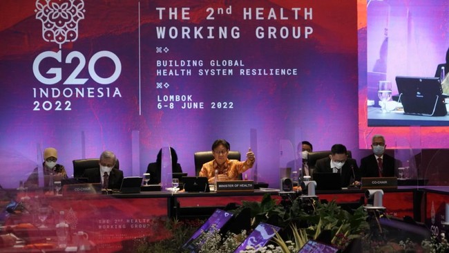 Indonesia sebagai presidensi G20 mengadakan acara "The 2nd Health Working Group Meeting" dengan tema "Building Global Health System Resilience."