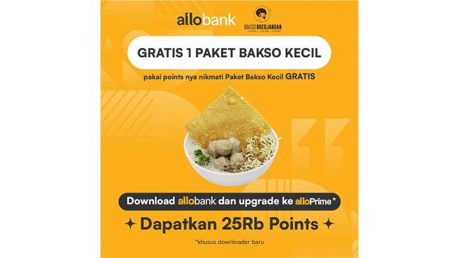 Mau makan kenyang tapi dompet tetap tenang, tentu bisa. Tukarkan poin Allo Bank untuk mendapatkan seporsi paket bakso di Bakso Boedjangan.