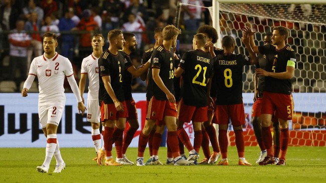 Timnas Belgia membantai Polandia 6-1 pada pertandingan Grup A4 UEFA Nations League di Stadion Roi Baudouin, Kamis (9/6) dini hari WIB.