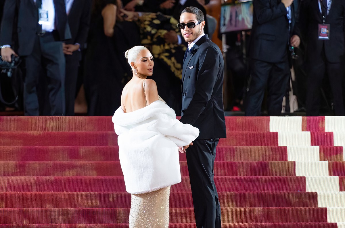 NEW YORK&comma; NEW YORK - MAY 02&colon; Pete Davidson and Kim Kardashian attend The 2022 Met Gala Celebrating 