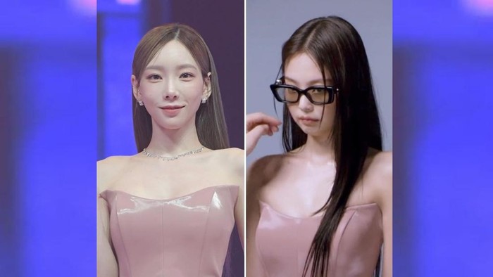 Satu Outfit Beda Gaya, Taeyeon dan Jennie BLACKPINK dengan Leather Dress Pink