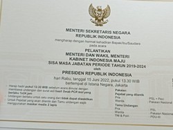 Berwarna Putih, Begini Penampakan Undangan Pelantikan Menteri Jokowi Hari Ini