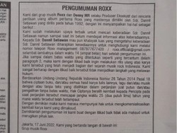Grup Musik Roxx Cari Keberadaan Produser Dannil Setiawan, Ada Apa?
