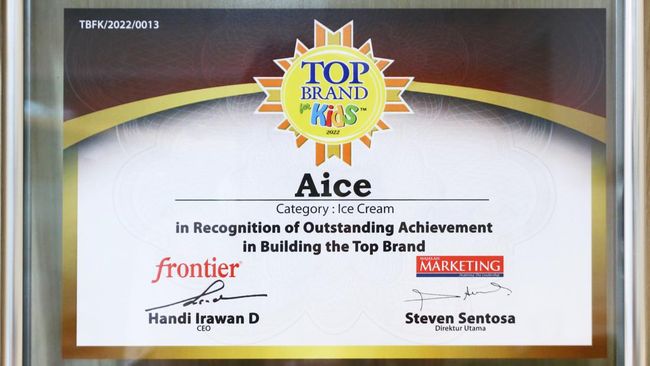 Melalui berbagai inovasi, Aice menjaga komitmen untuk mempertahankan kualitas dengan meraih Top Brand for Kids kategori Es Krim selama 4 tahun berturut-turut.