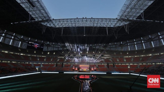Ucapan selamat dari berbagai tokoh disampaikan lewat rekaman video yang ditampilkan di Jakarta International Stadium pada Jumat malam (25/6).