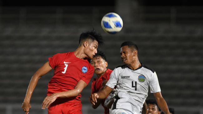 Timor Leste U-19 berhasil meraih kemenangan 1-0 atas Singapura pada laga perdana Grup B Piala AFF U-19 2022, Selasa (5/7).