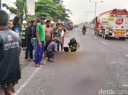 Biker Jombang Tewas Terlindas Truk Trailer di Bypass Krian