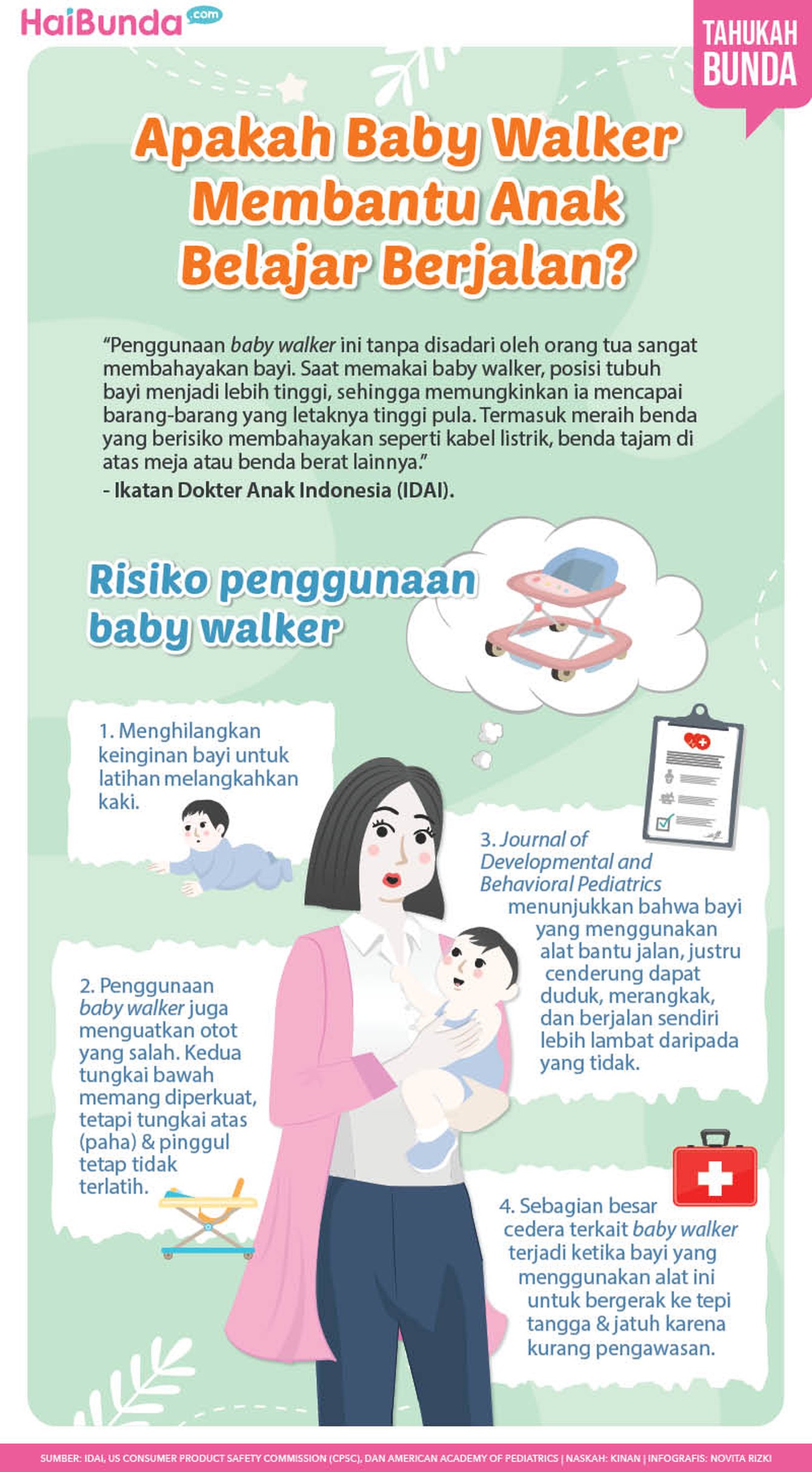 Infografis Apakah Baby Walker Membantu Anak Belajar Berjalan?