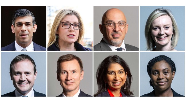 Putaran pertama pemungutan suara pemilihan kandidat PM Inggris pengganti Boris Johnson diikuti oleh 8 calon dengan dua yang tersingkir.