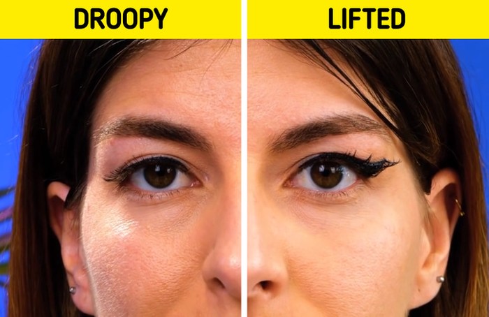 Miliki mata yang lebih tegas dengan menempelkan bulu mata palsumu pada posisi yang sama dengan eyeliner-mu. / Foto: brightside.me