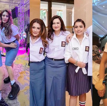 9 Potret Artis Tanah Air Pakai Baju Sekolah Hadiri Ultah Ussy Sulistiawaty