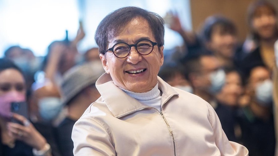 1395666082 HANGZHOU, CHINA - MAY 03: Actor Jackie Chan visits a real estate named 'ONE53' as a spokesperson on May 3, 2022 in Hangzhou, Zhejiang Province of China. (Photo by VCG/VCG via Getty Images)