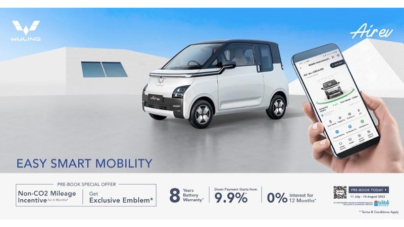 Wuling resmi membuka pre-book atau pemesanan mobil listrik Wuling Air ev, dipasarkan dengan estimasi harga Rp 250-300 juta untuk wilayah Jakarta.