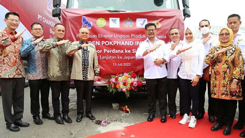PT Charoen Pokphand Indonesia, Tbk (PT CPI) menggelar acara pelepasan ekspor perdana produk unggas Indonesia ke Singapura, Rabu (13/7).