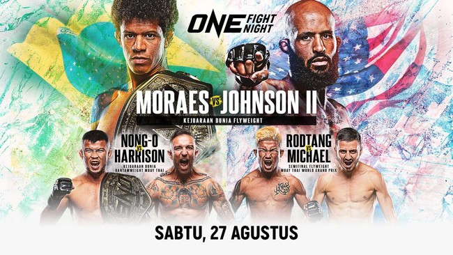Kerja sama ONE Championship dengan Prime Video akan dimulai dengan siaran langsung laga ONE Fight Night 1: Moraes vs Johnson II pada 27 Agustus mendatang.