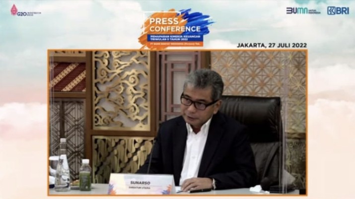 Sunarso Dirut BRI dalam acara press conference kinerja keuangan BRI kuartal II 2022 (Tangkapan layar zoom)