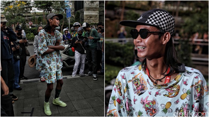Gayanya yang nyentrik jadi daya tarik dari kehebohan Citayam Fashion Week sekaligus membuatnya jadi salah satu sosok paling populer. Foto: Pradita Utama/detikcom