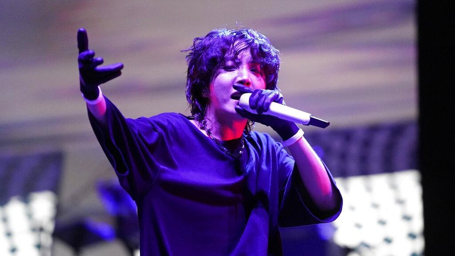 J-Hope performs on Day 4 of the Lollapalooza Music Festival on Sunday, July 31, 2022, at Grant Park in Chicago. (Photo by Rob Grabowski/Invision/AP)