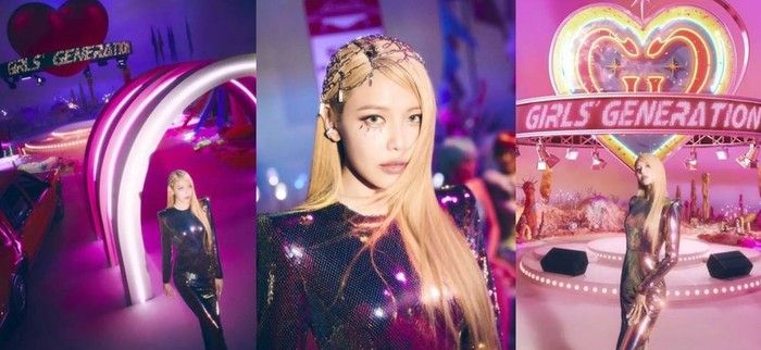 Nuansa disco terpancar dari image treaser Sooyoung, yang tampil dengan busana mengkilap dan hiasan kepala yang khas./Foto: instagram.com/girlsgeneration