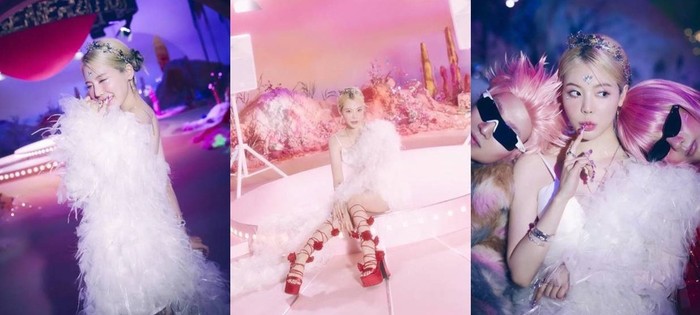 Sesuai nama panggungnya, Sunny tampil cerah dan cantik menggunakan balutan busana soft pink dengan aksen bulu, serta hiasan kepala yang membuatnya tampak elegan./Foto: instagram.com/girlsgeneration