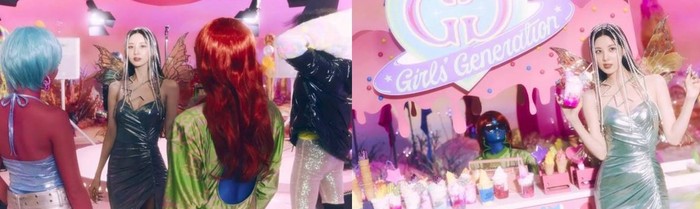 Tidak berbeda jauh dari Sooyoung, Seohyun tampil dengan busana mengkilap yang terbuka pada bagian lengan dan kaki. Ia tampil cantik dengan hiasan kepala yang panjang menyerupai rambut./Foto: instagram.com/girlsgeneration