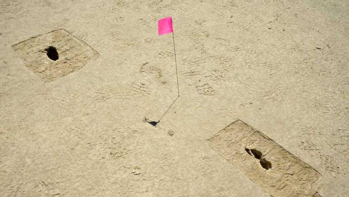 Dua dari jejak kaki hantu yang ditemukan di Gurun Great Salt Lake Utah. Foto/US Air Force/R. Nial Bradhsaw/Live Science