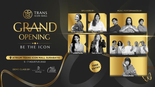 Grand Opening Trans Icon Mall Surabaya bakal dimeriahkan berbagai hiburan dan menghadirkan beragam wahana menarik hingga banjir diskon.