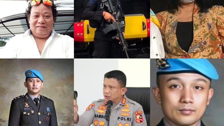 Kolase foto orang-orang yang ada di TKP pembunuhan Brigadir J (detikcom)