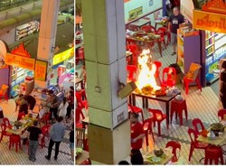 Ngeri! Kompor Gas Portable Ini Terbakar di Tengah Restoran yang Ramai