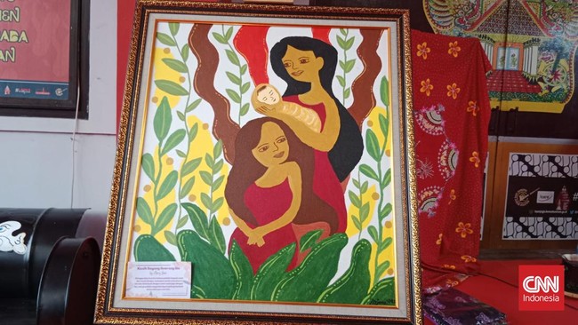 Lukisan berjudul Kasih Sayang Ibu yang dipajang di Lapas Kelas II A Wirogunan, Yogyakarta dibuat WNA Filipina Mary Jane saat menanti eksekusi hukuman mati.
